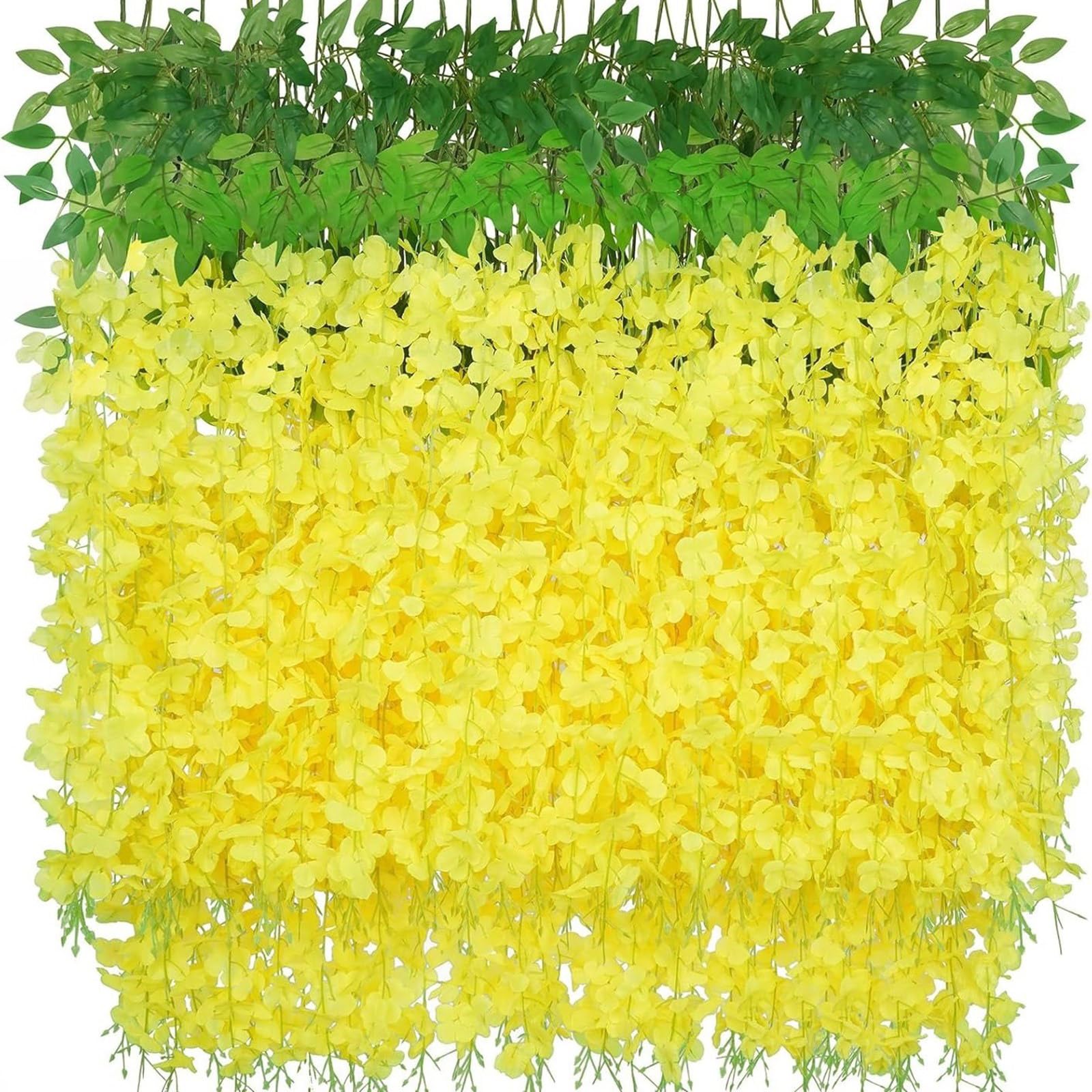 carotoe 12PCS Artificial Silk Wisterias Flower Garlands with Flexible Wire for Ceiling Wall Wedding Party Decoration Realistic Silk Floral for Home Decoration