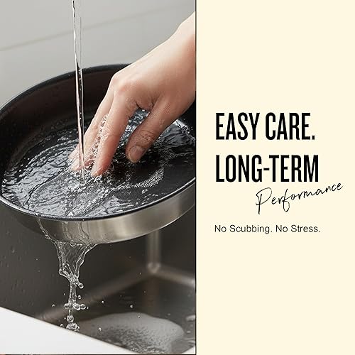 Miniatura 6 de Alva Maestro - Sartén antiadherente de acero inoxidable de 11 pulgadas, utensilios de cocina de 5 capas, revestimiento de cerámica sin PFASPTFEPFOA,