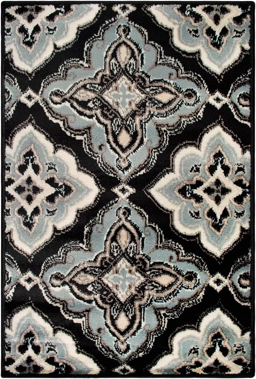 Macropod Medallion 8' x 10' Black Wool-Synthetic Blend Area Rug