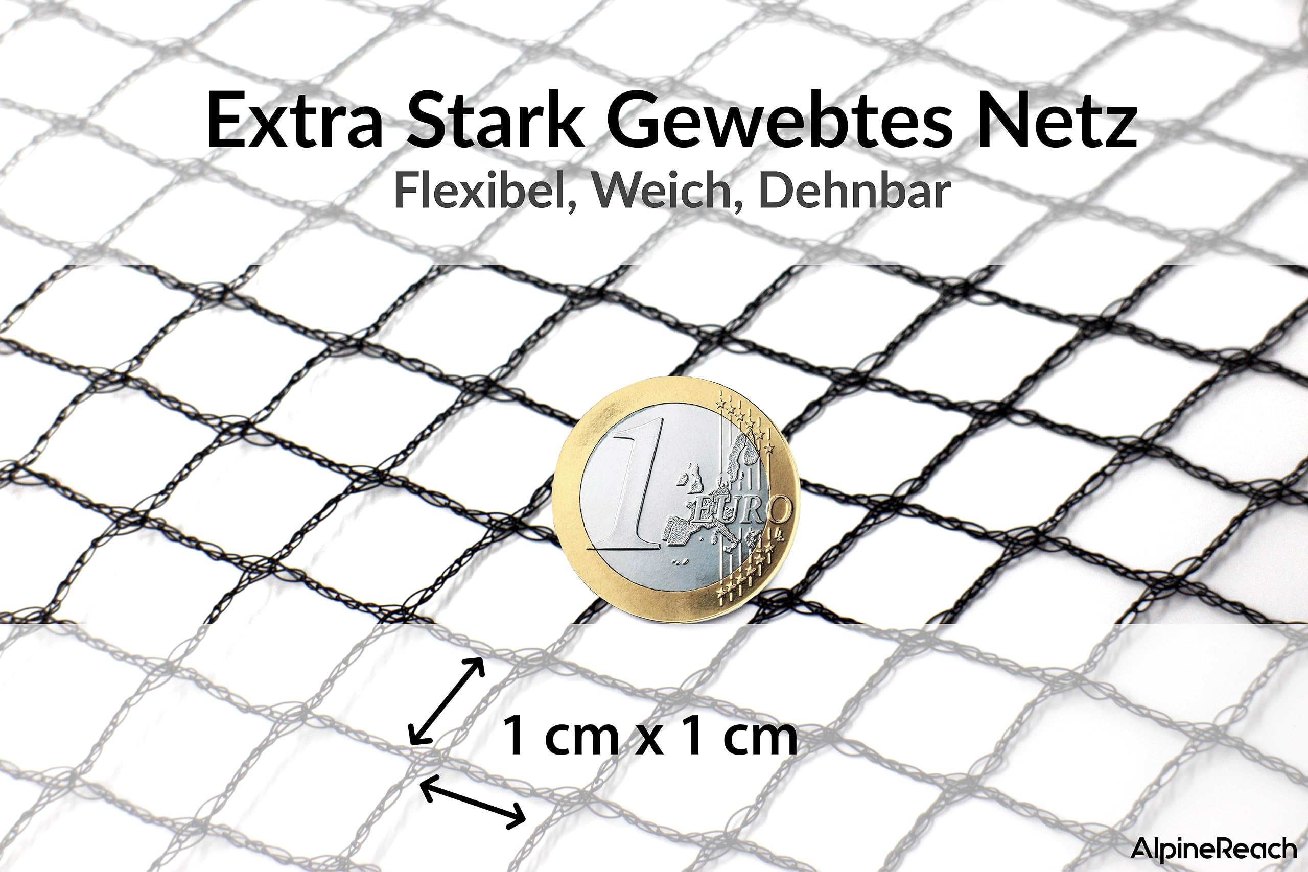 AlpineReach 4,5m x 6m Teichnetz & Erdanker aus Stahl - feinmaschig (10x10mm) Vogelschutznetz Vogelnetz, Netz für Blätter, Schützt Koifische vor Blaureihern, Vögeln UV eständig Schwarz Wiederverwendbar