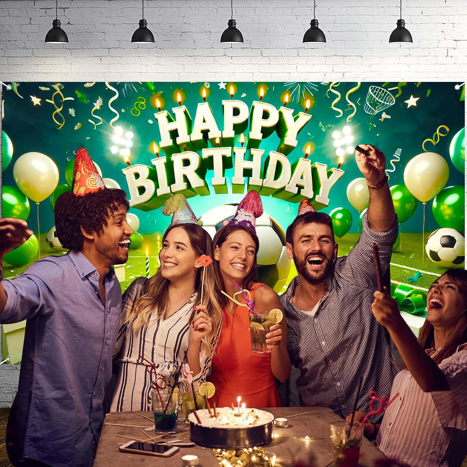 Nuxovilar Soccer Birthday Banner - Sports Theme Party Backdrop with Balls, 71x43 Inch Large Decor for Boys, Kids, Yard Sign, Reusable Stadium Background - Image 3