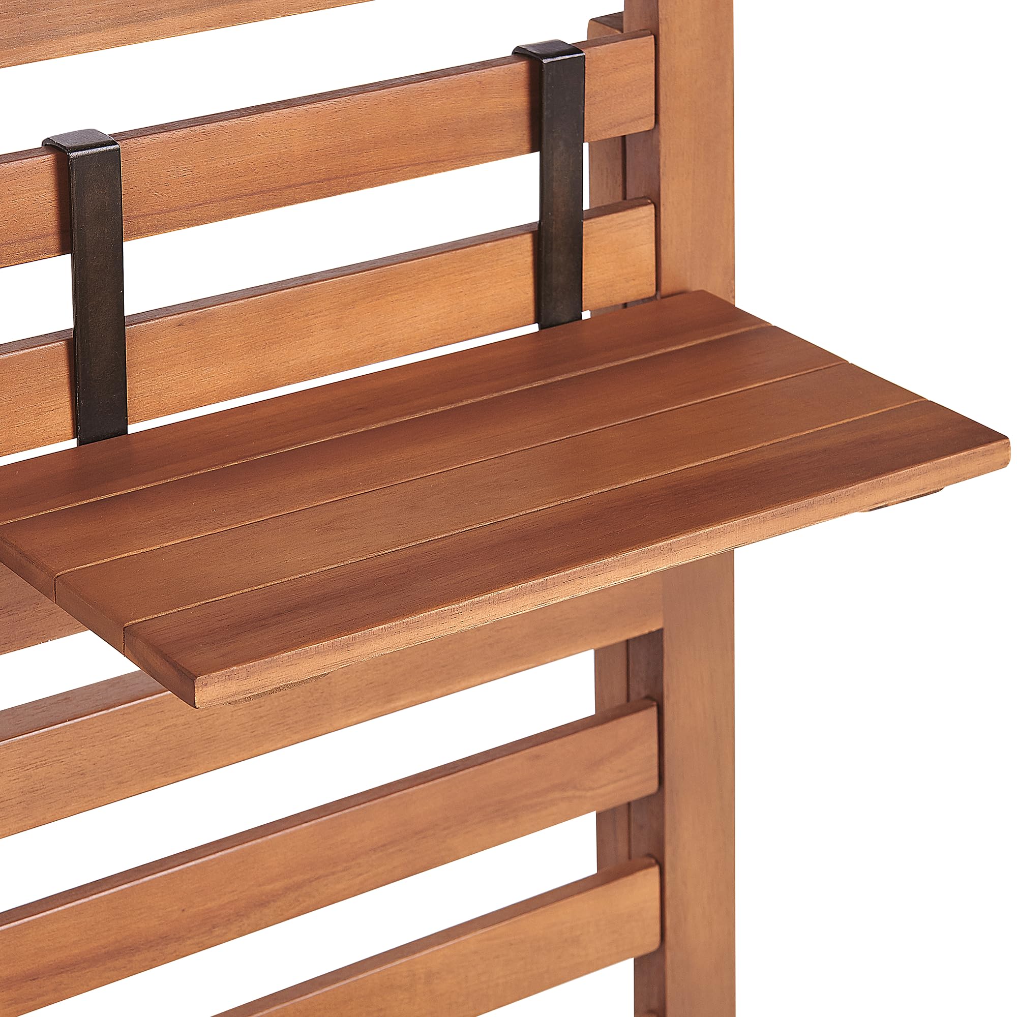 Panca da giardino in legno di acacia 80 cm con mensole e pannello