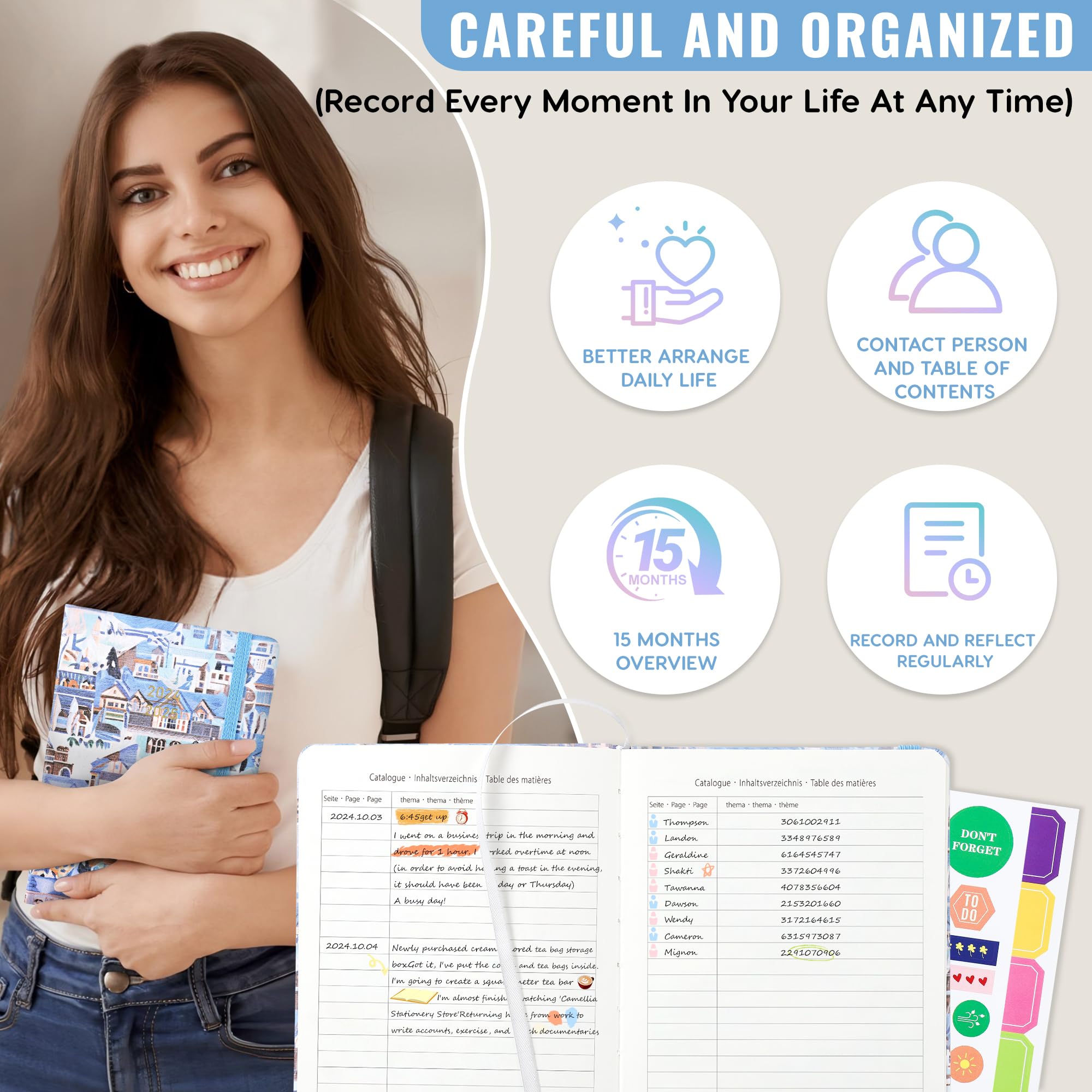 Agenda 2024/2025 Avec Housse En Toile, Format A5, Avec Papier 100 G/m² (oct. 2024 Décembre 2025), Format A5, 1 Jour, 1 Page, Utilisable Pour 15 Mois, Pour Planificateur Scolaire Et Organiseur