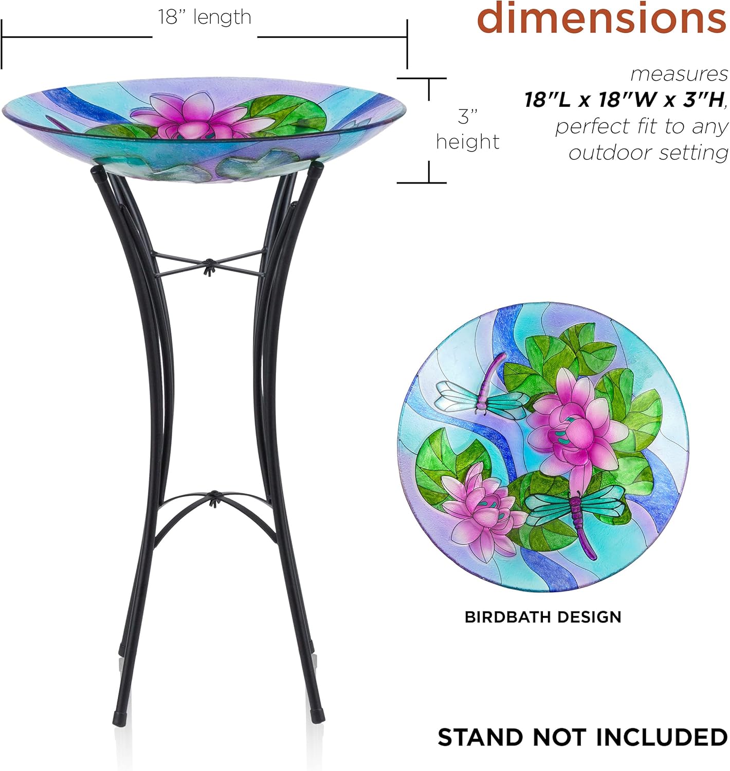 Alpine Corporation KPP610T-18 Topper Birdbath, Multi Color : Patio, Lawn & Garden