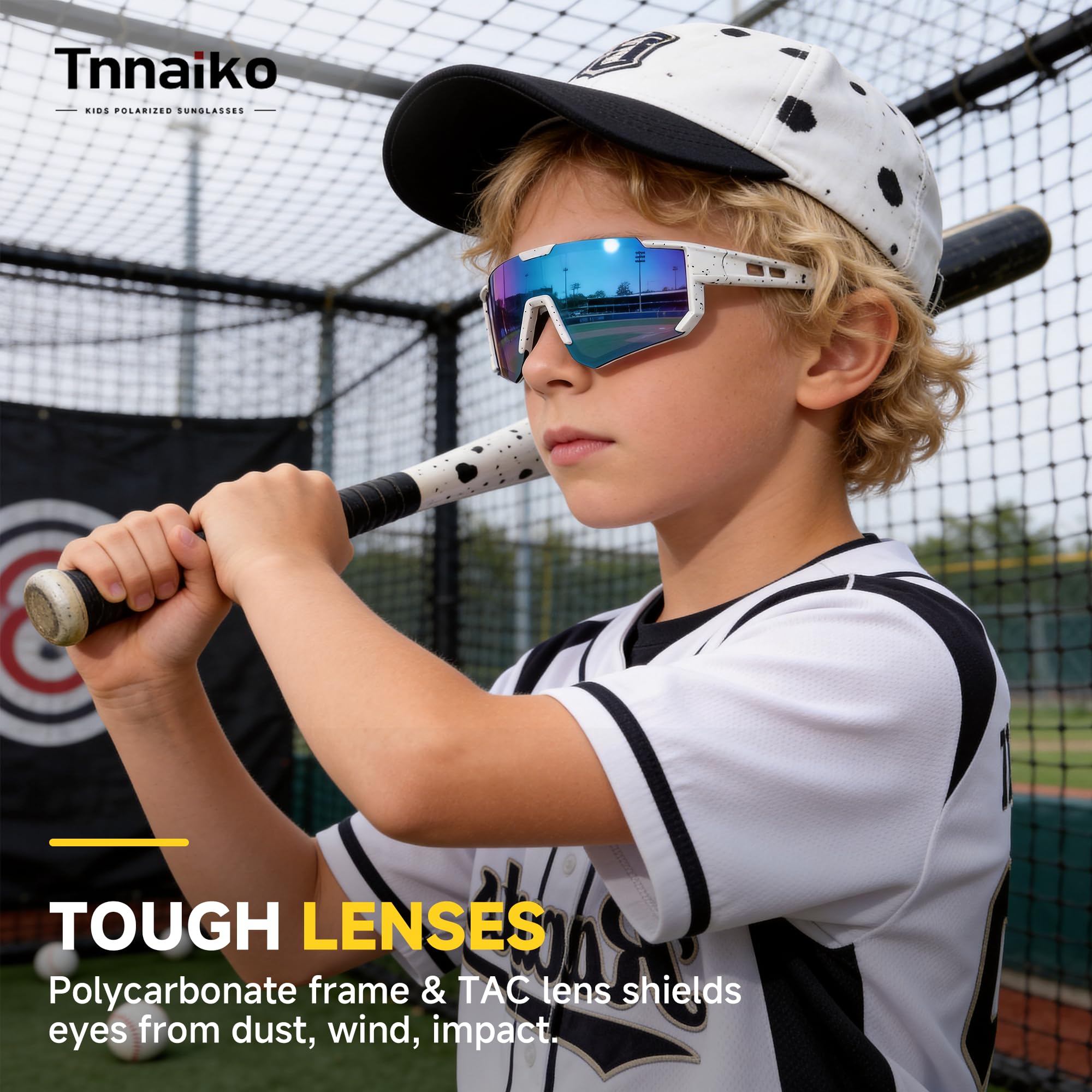 Tnnaiko Kids Polarized Sunglasses for Boys & Girls, Youth Baseball Softball Cycling Sports Sunglasses UV Protection Ages 3-12 - 4