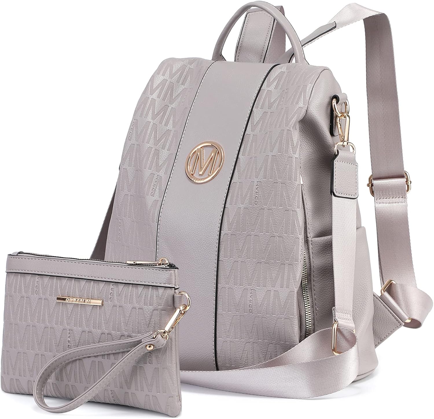 MKP COLLECTION Women Fashion Backpack Purse Multi Pockets Anti-Theft Rucksack Travel Shoulder Bag Handbag Set 2pcs