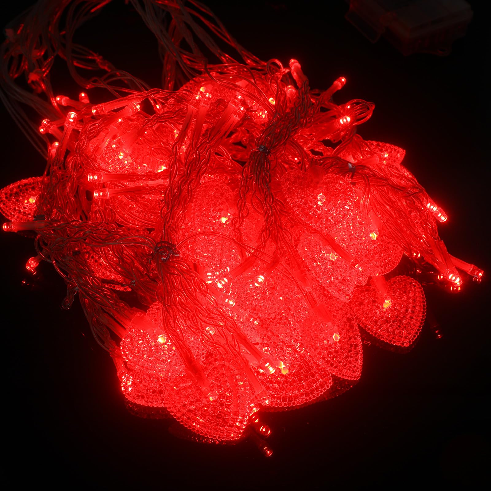SHINEOFI Herzförmige Led-lichterkette für Fensterdekoration im Innenbereich, Ideal für Hochzeiten, Valentinstag Und Andere Anlässe, 78,7 X 59 Zoll, Rot (ohne Batterie)
