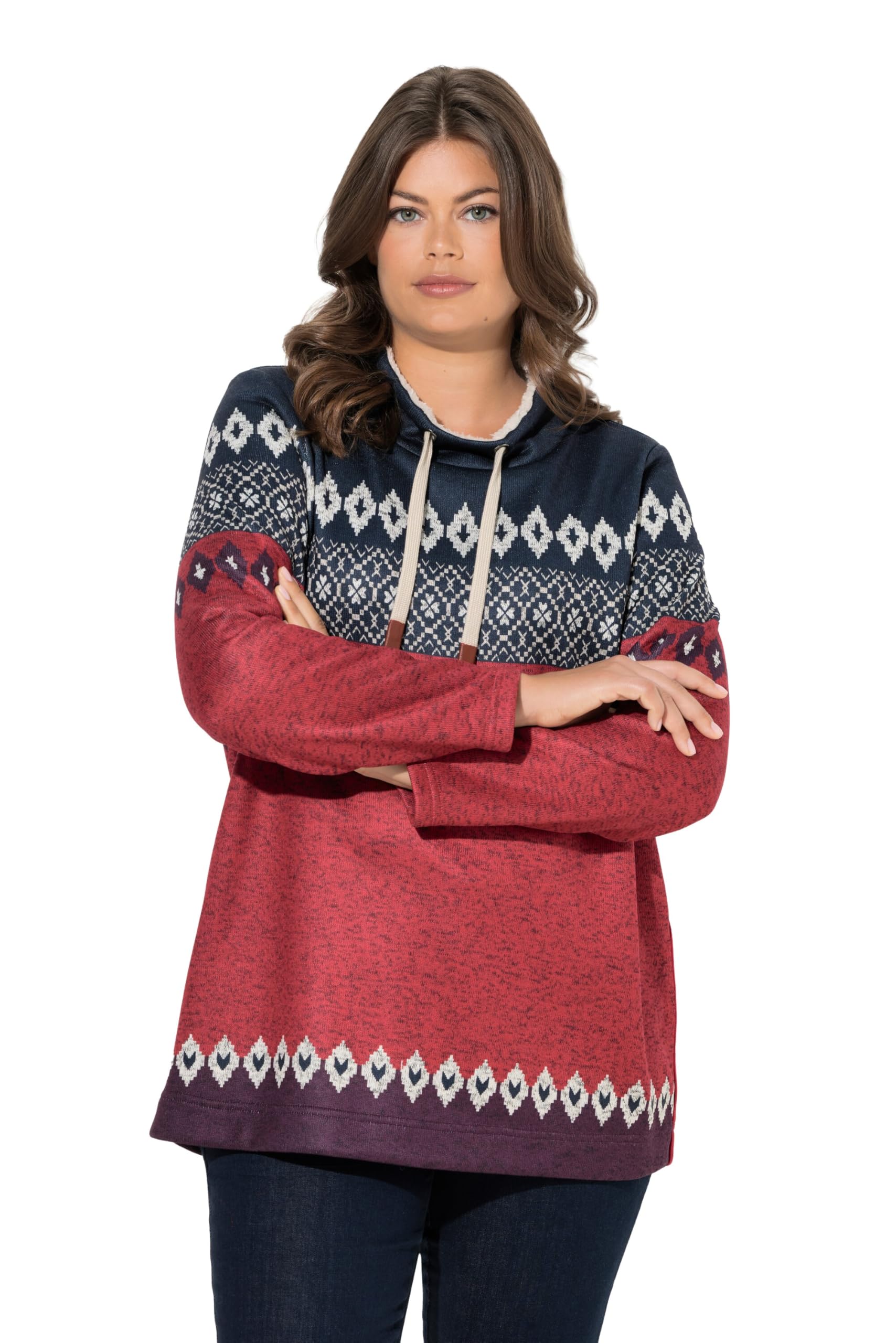 Laurasøn Norweger-Strick-Fleece-Pullover, Stehkragen 843189