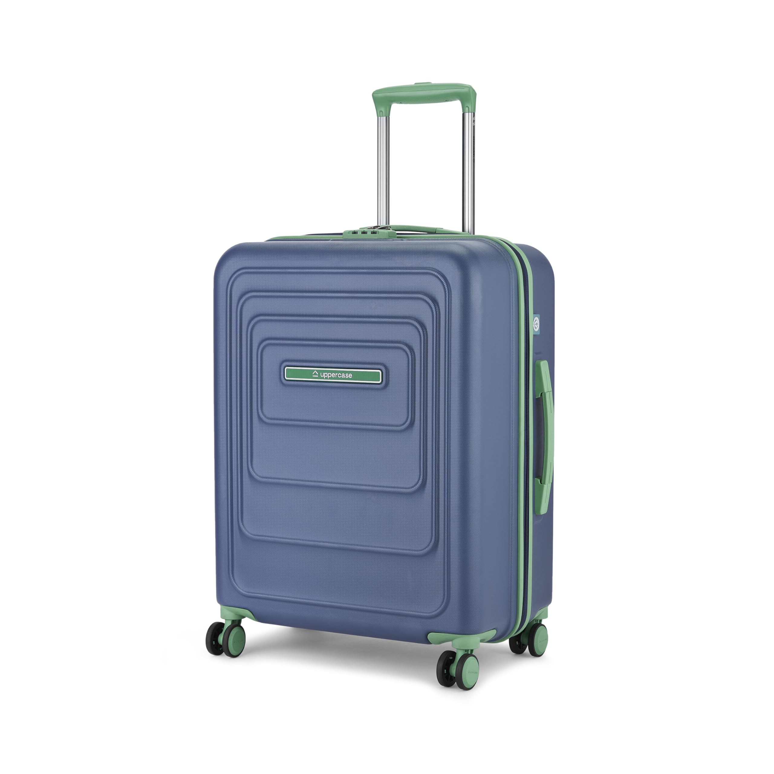 Helix Solid (Medium) 68Cm Textured Trolley Bag With Combination Lock, 8 Wheels, Eco Polycarbonate Luggage, Laundry Compartment, Durable Design For Travel – Suitcase For Men & Women Navy Blue