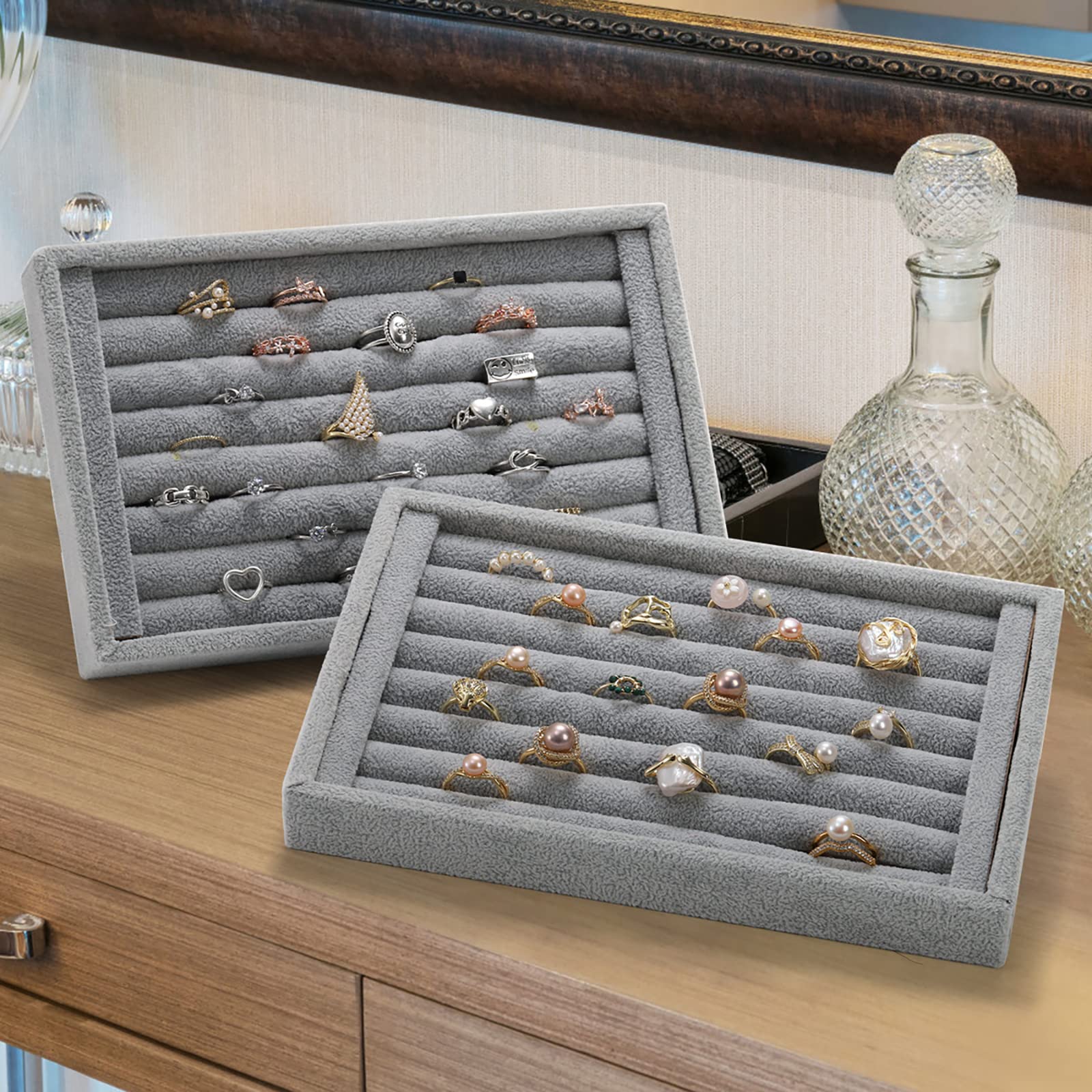 リングディスプレートレイ 7スロット イヤリングホルダー 引き出し