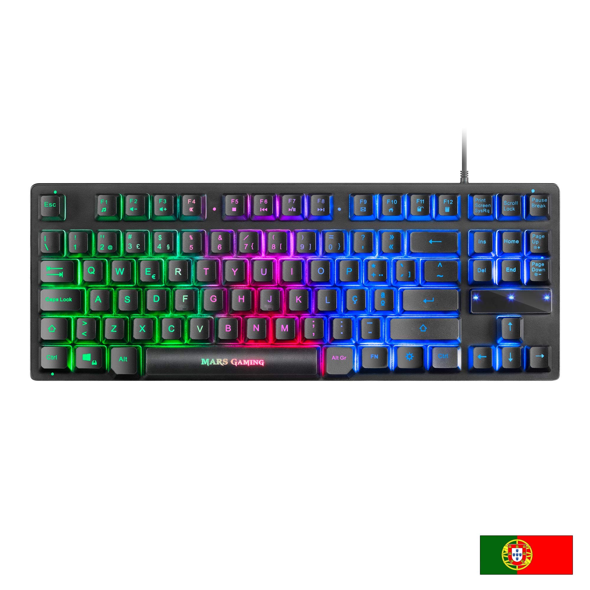 Mars Gaming MCPTKLPT, Langue Portugaise, Combo Clavier et Souris RGB 3200DPI, Design TKL - 3