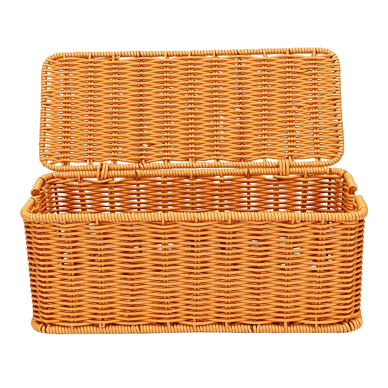 SIXRUN Scatola Gestione Cavi, Scatola Organizer per Cavi Intrecciati in Rattan con Coperchio Intrecciato a Mano, Copertura a 180 Gradi, Adatta a Prese Multiple Fino a 12 X 5 Pollici, per Scrivania,
