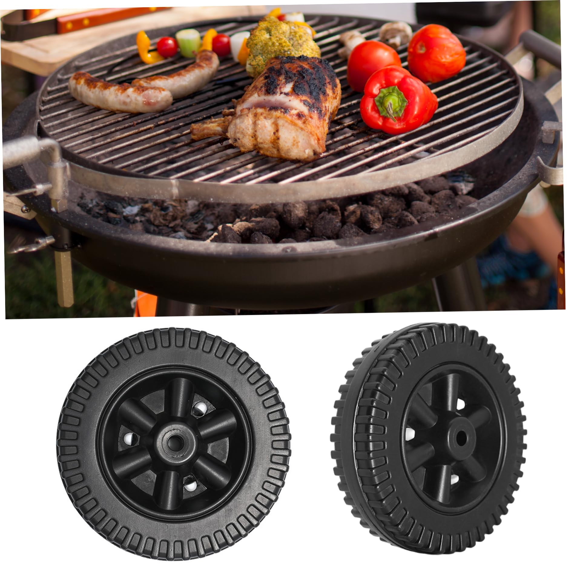 2 ruote per griglia di ricambio da 6 pollici resistenti al calore e all'usura, ruote per griglia per barbecue resistenti, facili da usare per forniture per grigliate all'aperto