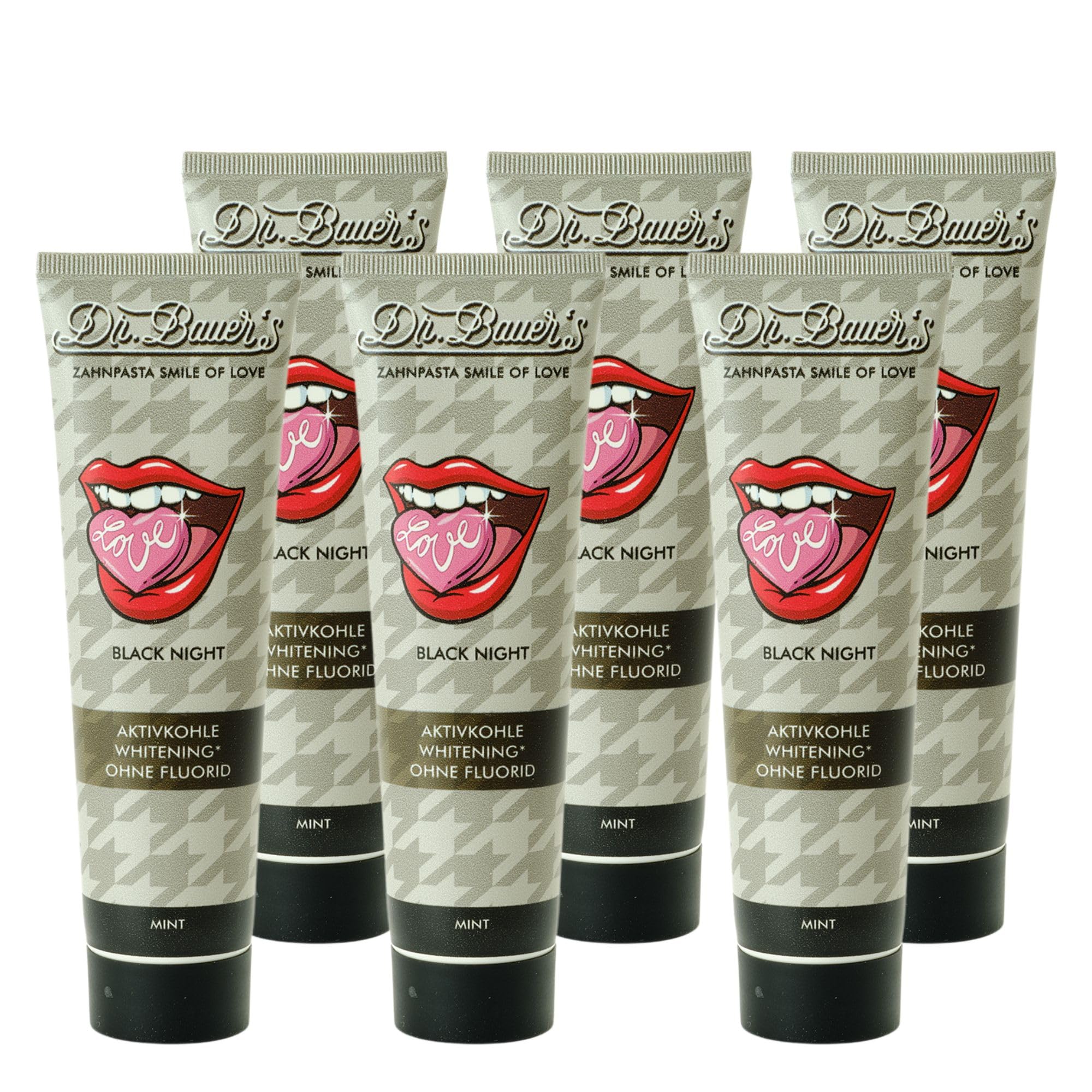 Dr. Bauer's Smile of Love Black Night Zahnpasta, 90 ml (1er Pack) | Fluoridfrei mit Aktivkohle & Minze für sanfte Zahnaufhellung