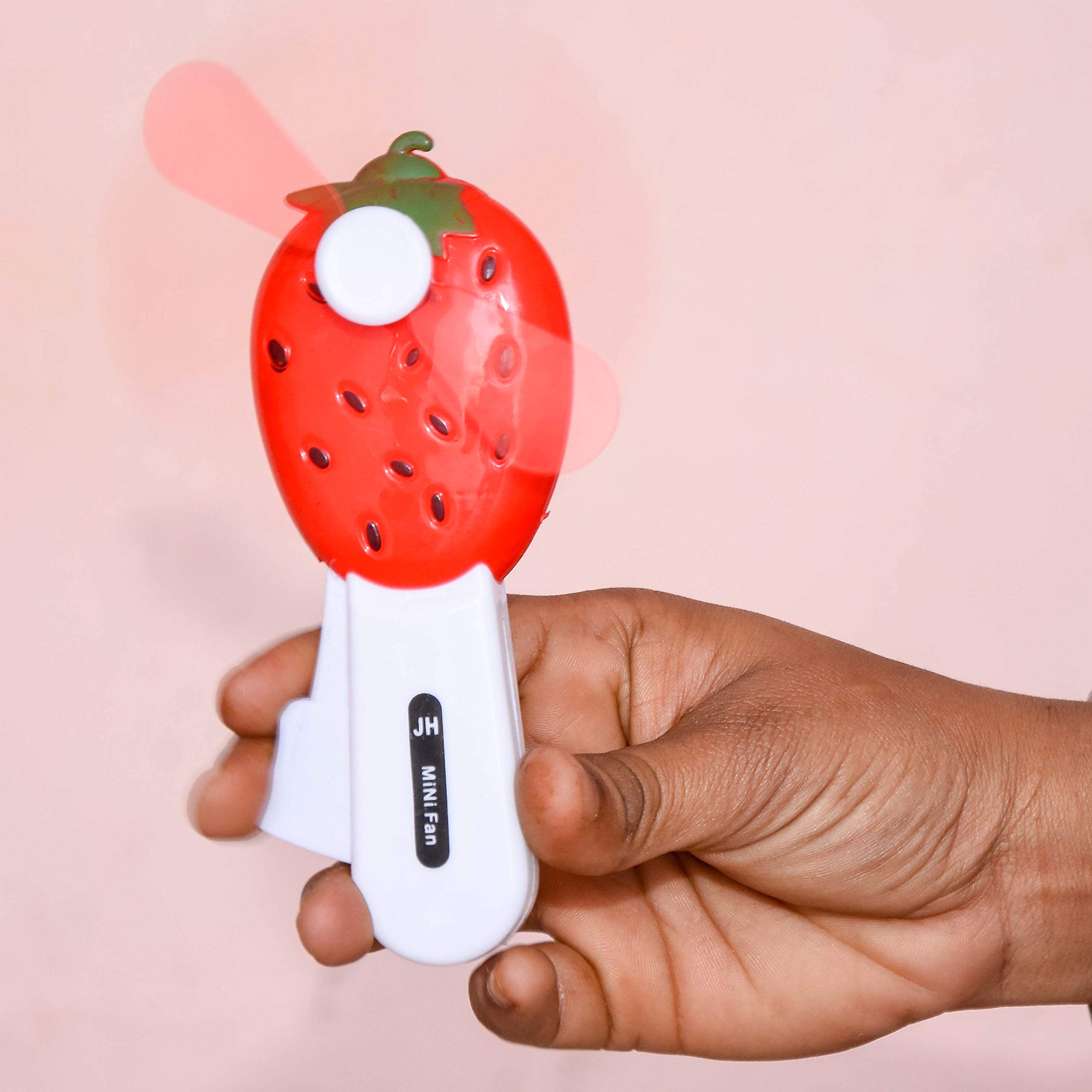 Generic Multi Color Portable Hand-Driven Fan, Fruit Shape, 7.2cm x 13.7cm, Pack of 3 1