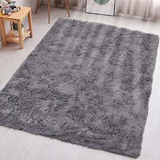 Aspire Homeware Rugs Living Room - Grey Area Rugs for Bedroom Anti Slip - Modern Super Soft Fluffy Shaggy Runner Rug Thick Pile Non Shedding, 60cm x 110 cm