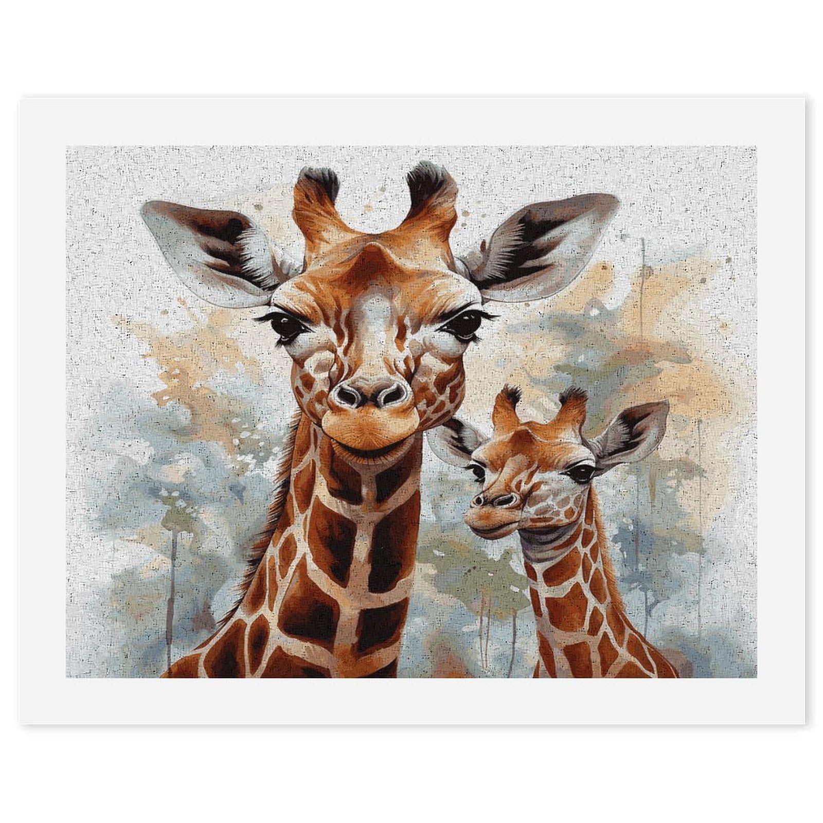 LDGSUPH Watercolor Deer Giraffe Paint by Numbers Kits for Adults Beginners Exquisite Digital Oil Painting Kits Painting Anti-fading Canvas Wall Art DIY Gift for Home Wall Decor