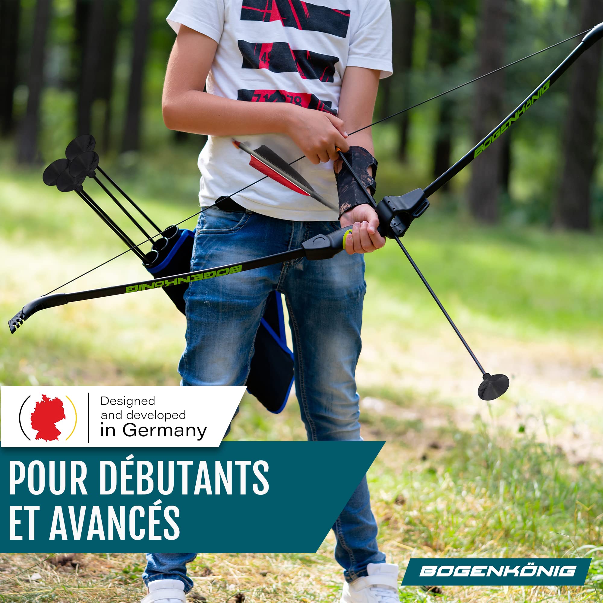 Alta Qualità Set di 5 Frecce per Arco per Bambini - in Fibra di Vetro con Ventose Adesive Forti - Ideale per l'Apprendimento del Tiro con l'Arco, per