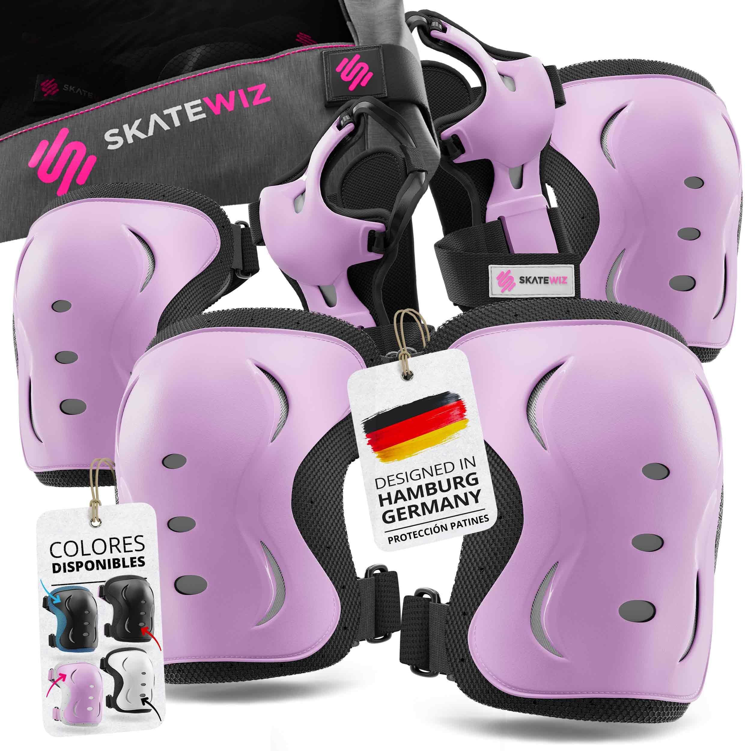 SKATEWIZ Protecciones Patines Set - Para Niño, Niña, Adolescentes y Adultos [6 piezas] con Rodilleras y Coderas Muñequeras - Protecciones Patines Niño - 1