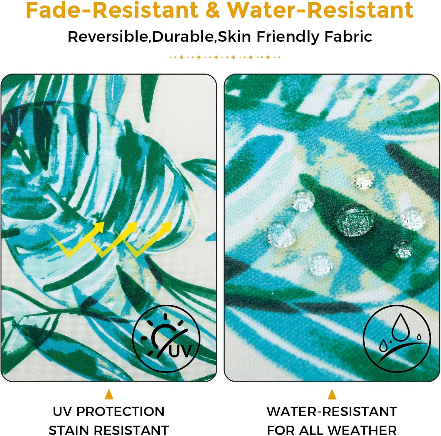 Outdoor Chair Cushions Set of 2,Patio Seat Cushion 17"x16"x2",U-Shaped Dining Chair Cushion 17 by 16 Inch,Water Resistant,Fade-Resistant Chair Pads for Kitchen Garden Furniture(Palm Leaf)