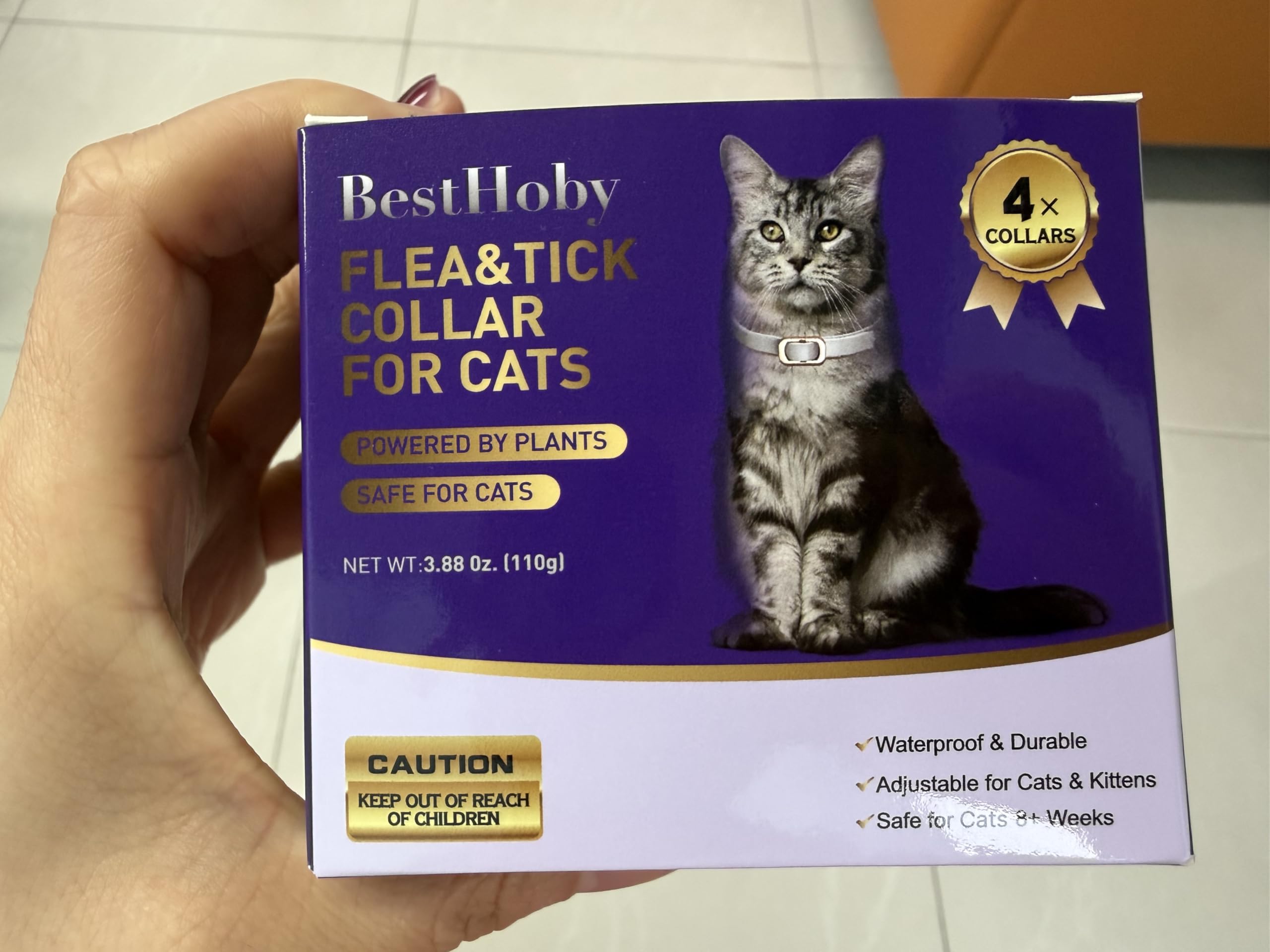 Flea and Tick Collar for Cats (4 Pack), Plant-Powered with Natural Essential Oils, Water-Resistant, Adjustable for All Cats & Kittens (Gray) - image 8