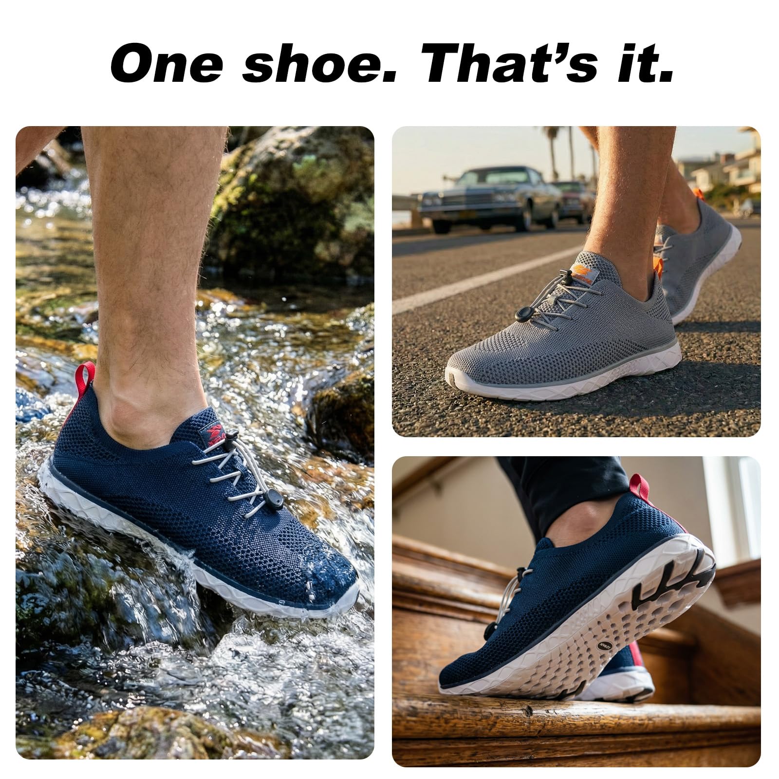 ALEADER Xdrain - Zapatos de agua para hombre, ligeros, para piscina, deportes acuáticos, tenis, caminar y viajar