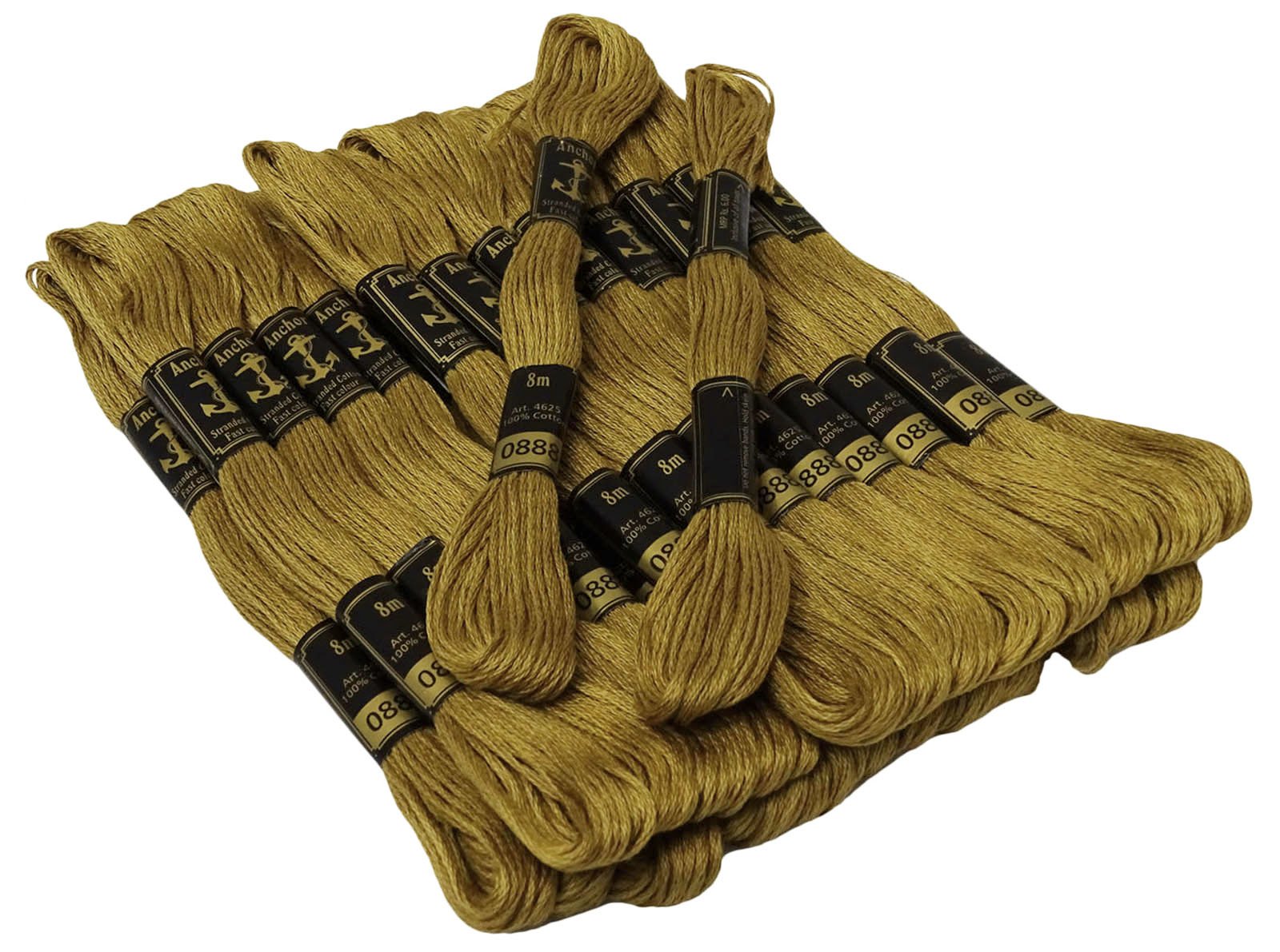 IBA Indianbeautifulart 25 x Anchor Stranded Cotton Cross Stitch Hand Embroidery Thread Floss Skeins-Golden Green