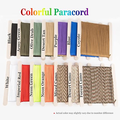 Miniatura 7 de Cuerda de paracaídas de nailon de alta resistencia de 550 libras, 7 hebras tipo III de 50 pies y 0.157 in, para campamento, supervivencia, táctica y