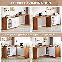 Vista 6 de Tribesigns L Shaped Computer Desk with Drawers, Modern Corner Home Office Desk with Reversible Storage Cabinet, Long Study Writing Desk Workstation