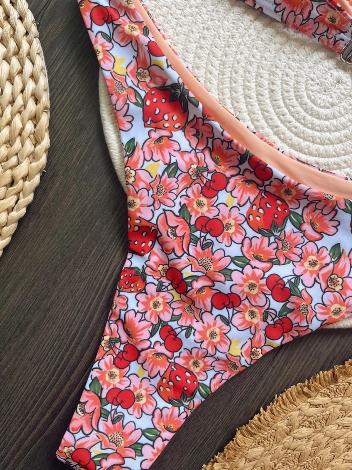 Bikini Mujer Mujeres Floral Impresión Halter Conjunto Ajustable Corbata Traje De Baño Ropa Playa-rt1887-s