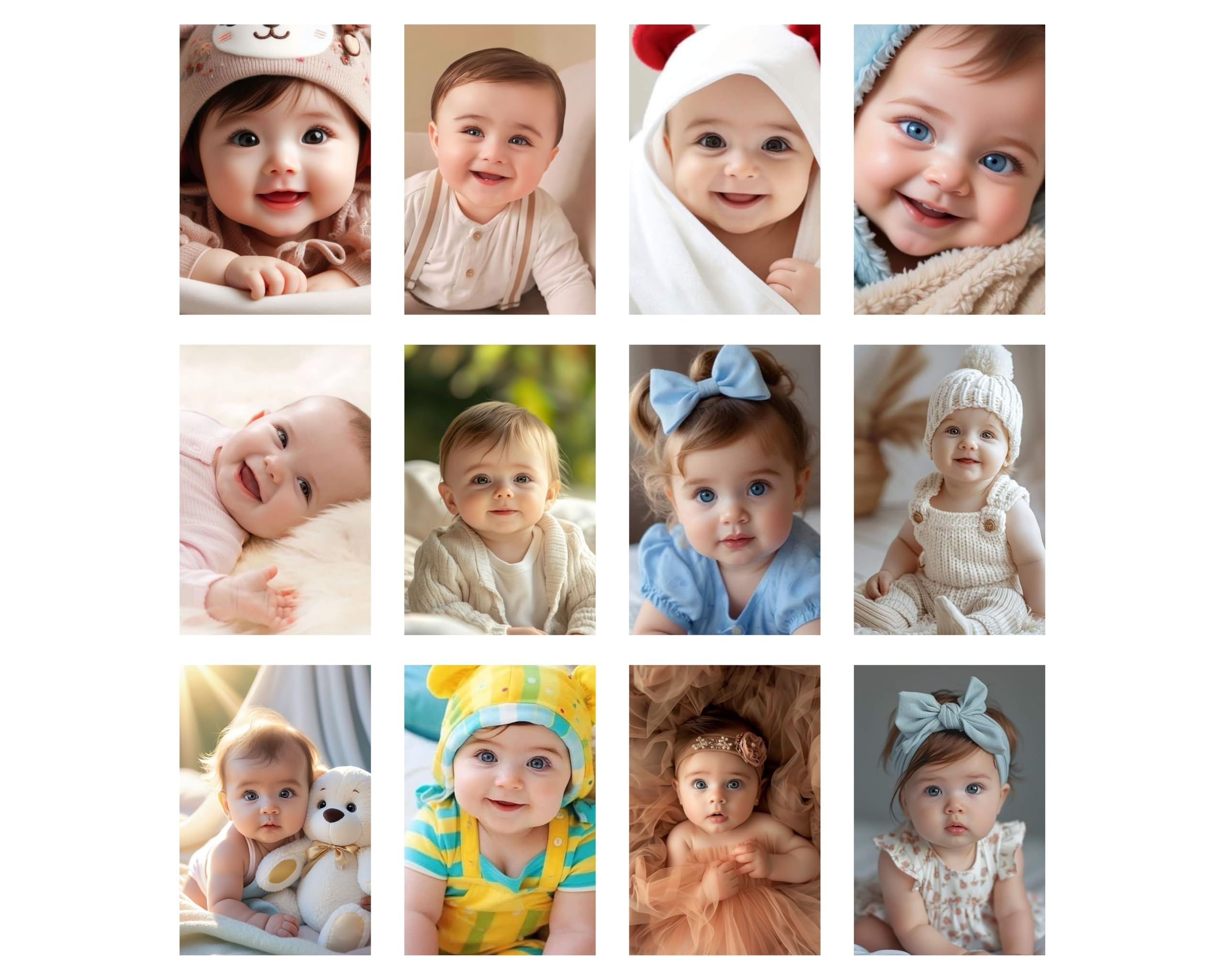 Posters Inc Baby Photo Posters Pack of 12, Nursery Wall Decoration for Kids Room, 300 GSM Paper, HD Wall Poster for Room, Baby Shower & New Parent Gift, Home Decor Poster for Pregnant Women
