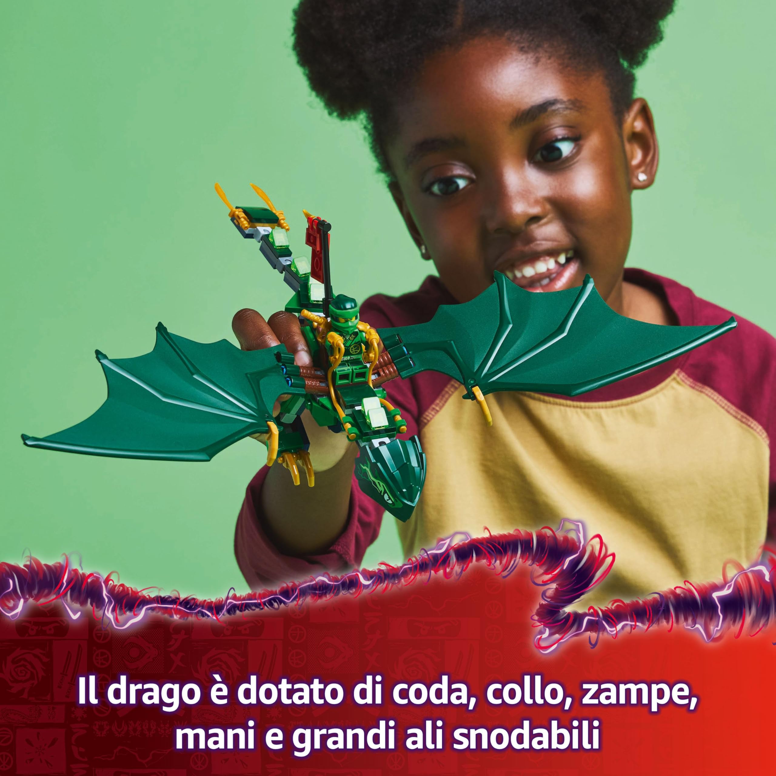LEGO NINJAGO Drago della Foresta Verde di Lloyd - Figura Giocattolo Snodabile da Costruire, Set con 2 Minifigure, Armi e Cucciolo Dorato, Giochi per Bambini e Bambine da 6 Anni, Idea Regalo 71829