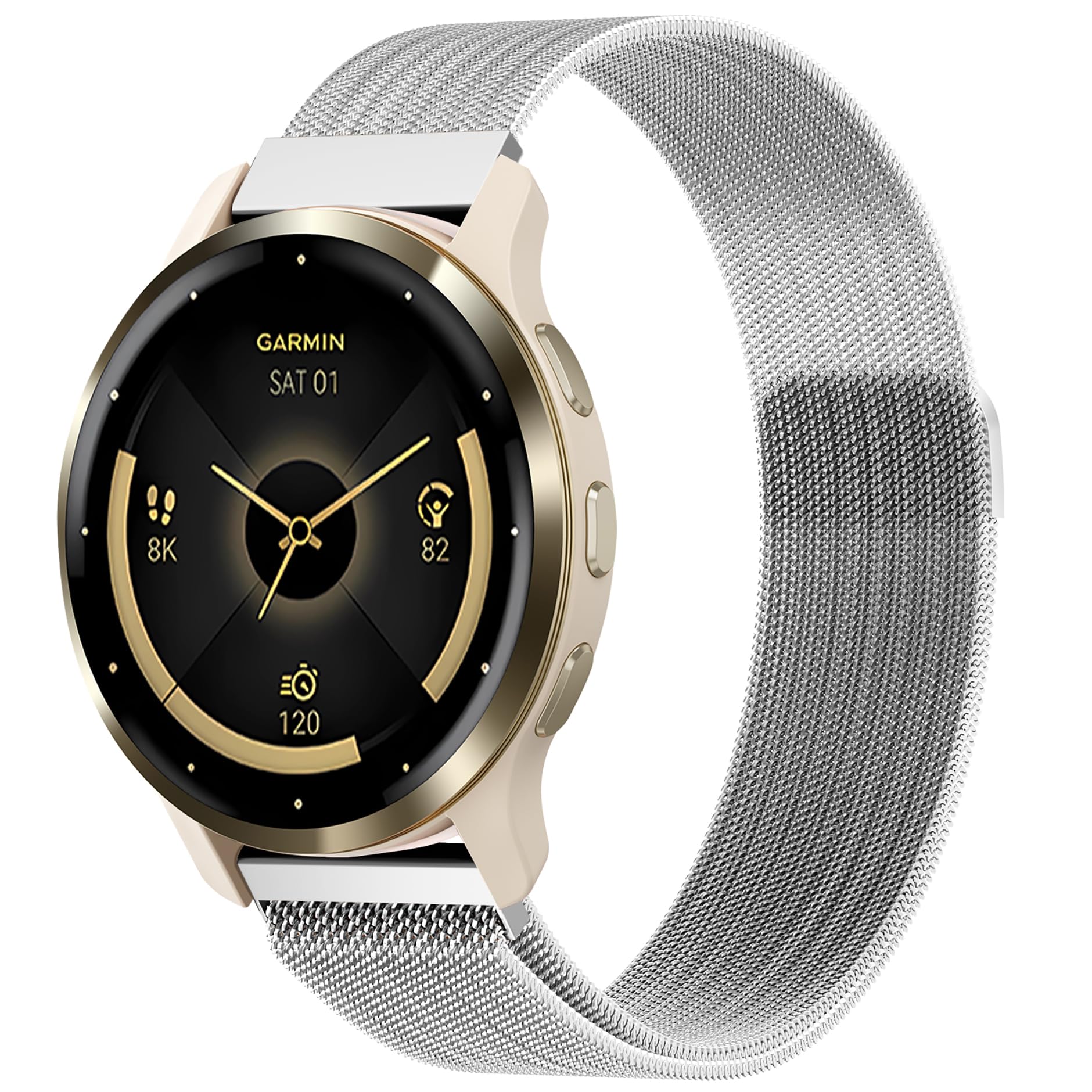 18mm Metal Strap Compatible with Garmin Venu 3S / Venu 2S / Vivoactive 4S / Vivomove 3S / Forerunner 265s/255s Watch Straps, Quick Release Stainless Steel Metal Replacement Wristband Straps Women Men
