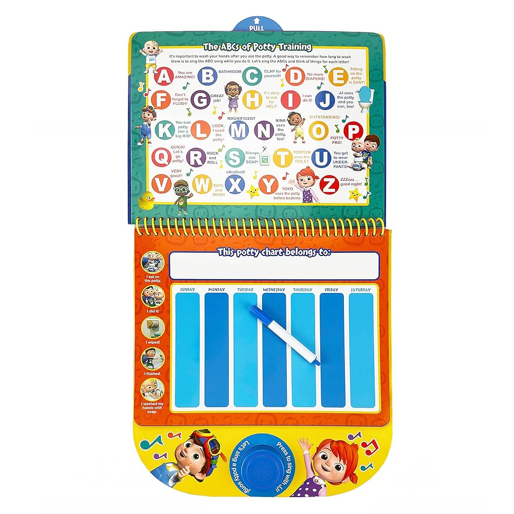 Cocomelon Potty Training Reward Chart - Potty Time with JJ! Workbook Includes Stories, Activities, Stickers, Sound Button and Wipe-Clean Chart!: Cottage Door Press: 9781646386239: Amazon.com: Books cocomelon-potty-training-reward-chart-potty-time-with-jj-workbook-includes-stories-activities-stickers-sound-button-and-wipe-clean-chart-cottage-door-press-9781646386239-amazon-com-books