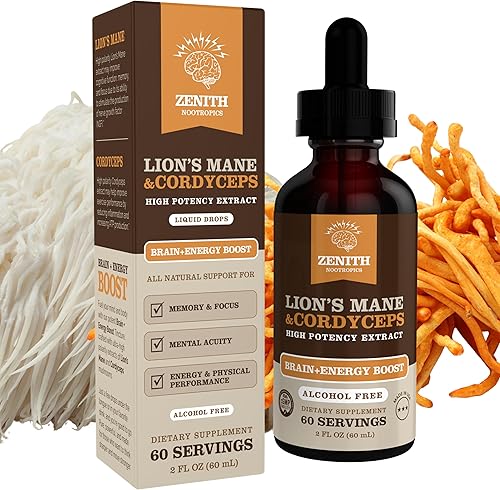 Miniatura 7 de Suplemento de melena de león y cordyceps - Apoyo cerebral y energético - Enfoque, memoria, claridad, inmunidad - Tintura vegana sin alcohol -