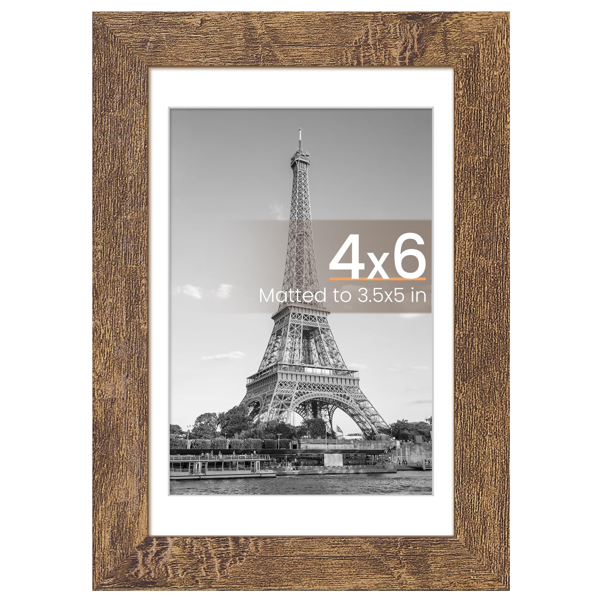 upsimples 4x6 Picture Frame, Wall Decor Photo Frames, Rustic Brown 1 Pack