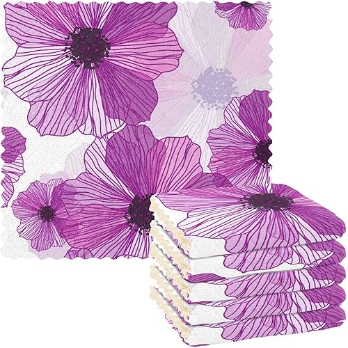 FRODOTGV Juego de 6 trapos románticos con estampado floral retro de algodón para lavar platos, secado rápido, juego de 6 trapos para mesa de encimera