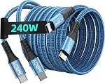 USB C à USB C Câble de chargeur 240W [2Pack 6FT] Accusés USBC Câble, Type C Câble Charge rapide pour MacBook, iPhone 15/Pro/Plus/Max, MacBook Pro/Air, Samsung Galaxy S23, Google Pixel