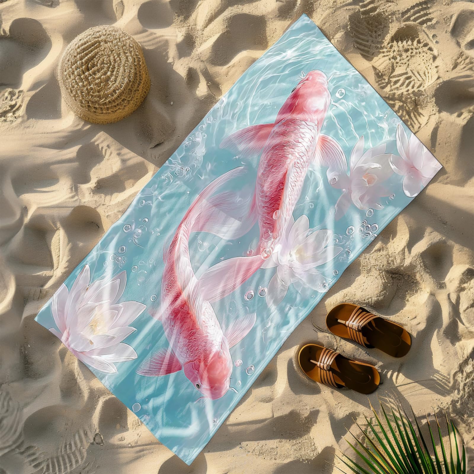 Générique Serviette Microfibre Plage Poisson Bleu Rose