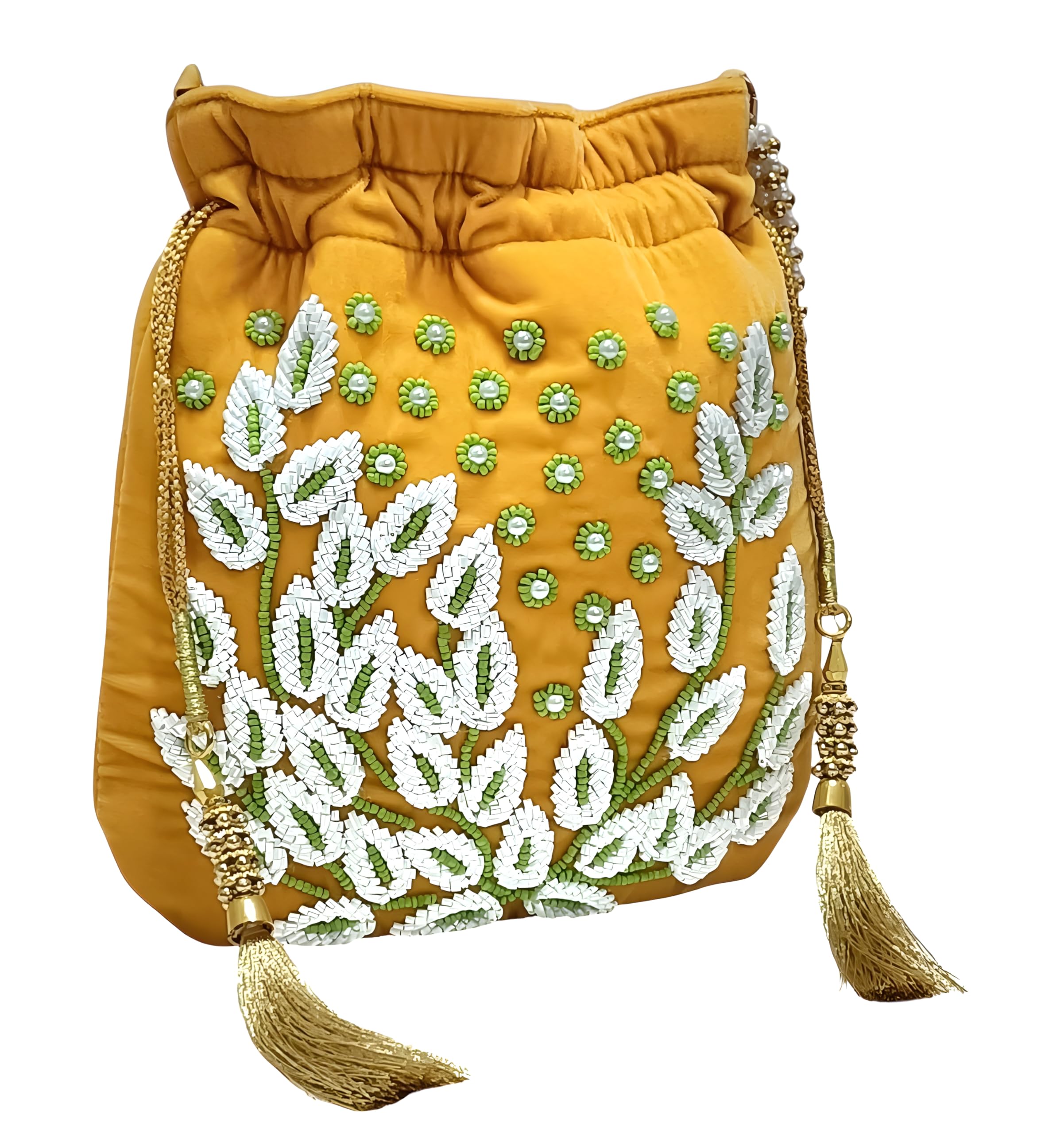 amerie fashions Women's Embroidered Leaf Potli Bag Purse for Party Wedding-picture-24