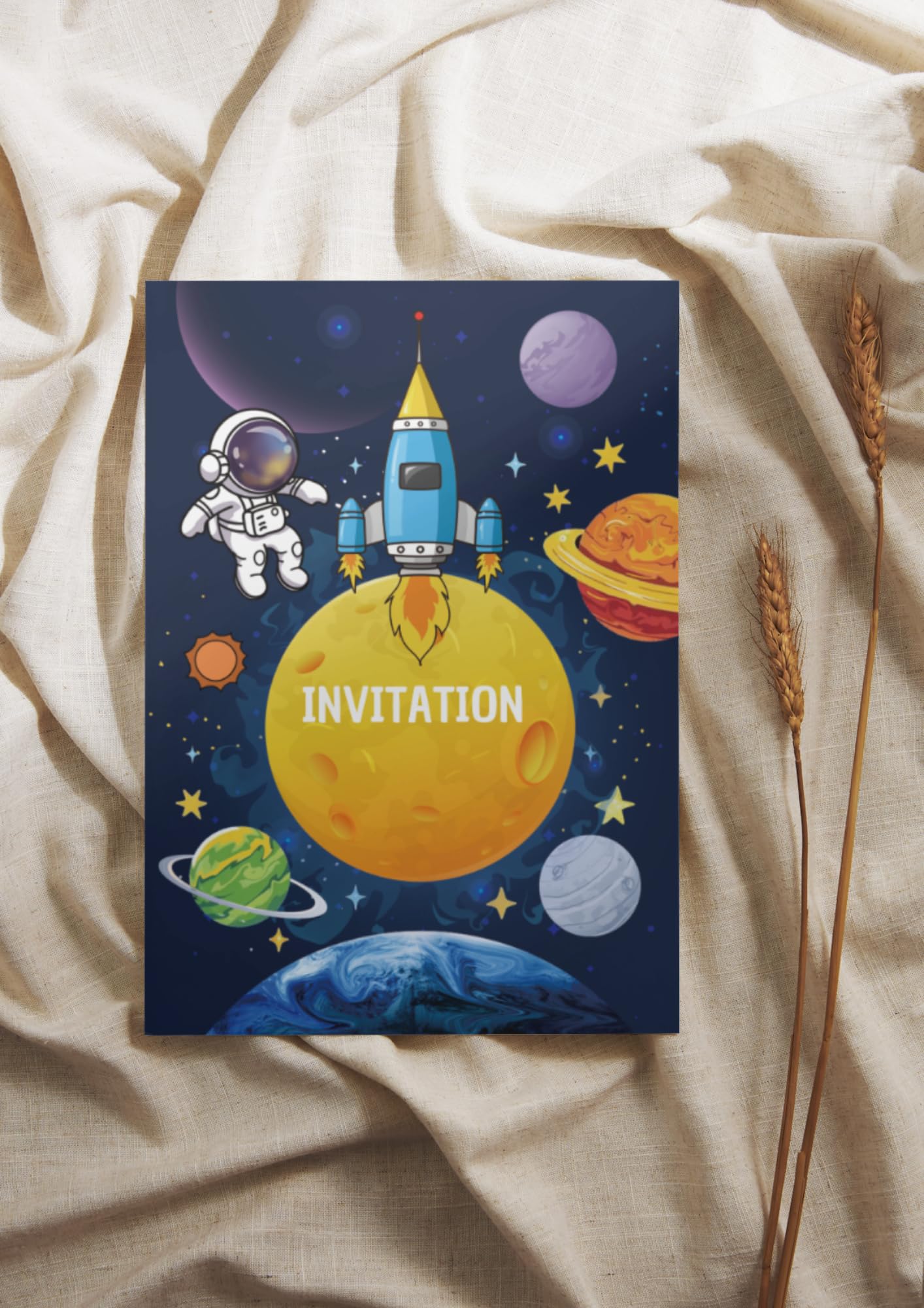 Cartes D'Invitation Anniversaire Espace EVTI - 10 Cartes à Gratter, Thème Astronaute, En Français