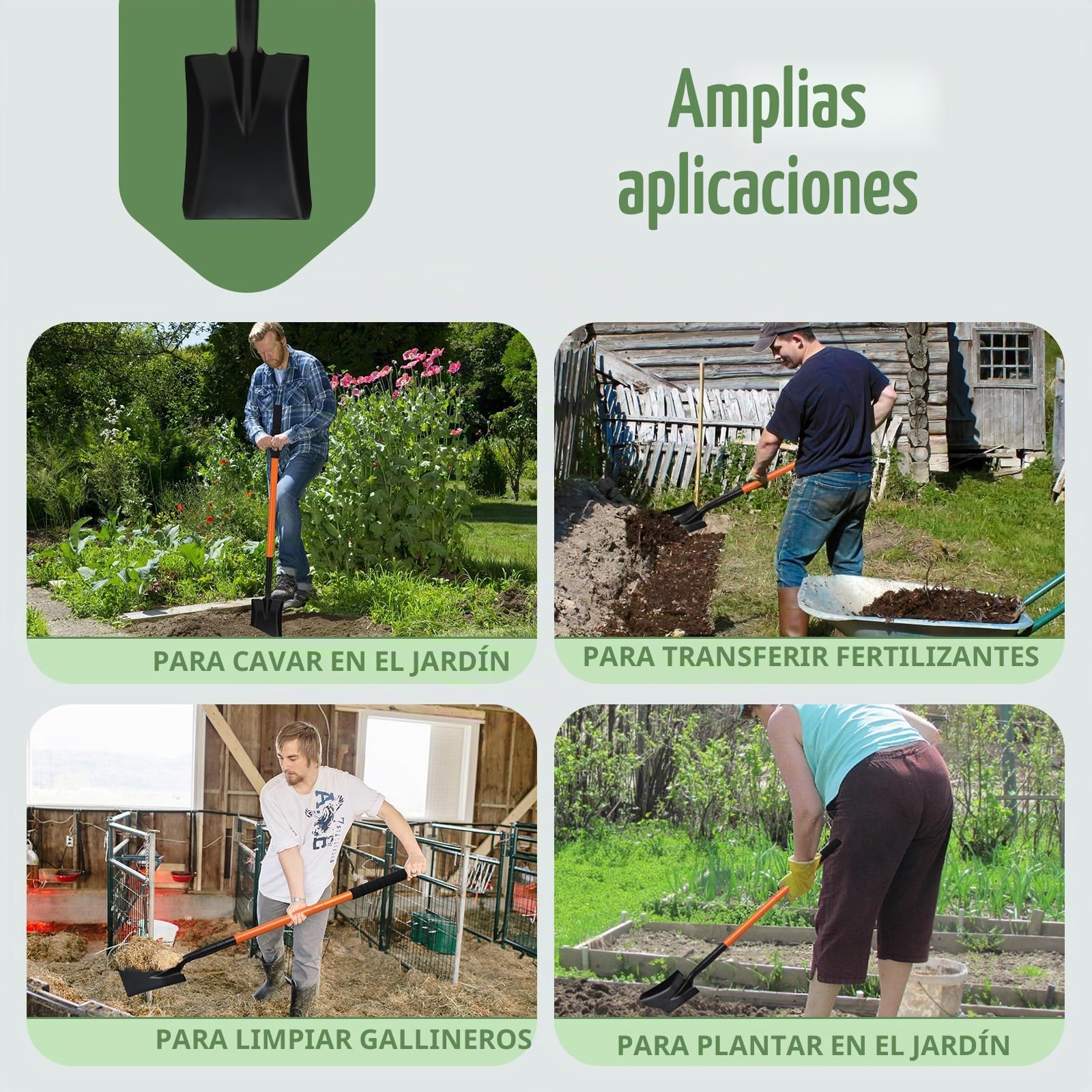 Pala jardineria pequeña con Ajustable Mango metálico de 110cm, Mini Pala Desmontable para jardinería Camping Supervivencia,Orange