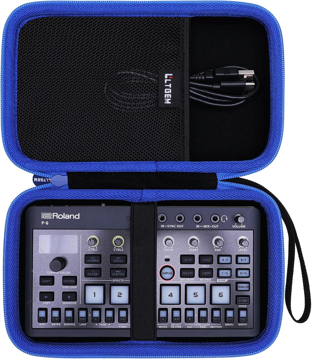 LTGEM Case Compatible with Roland AIRA Compact P-6 / S-1 / T-8 / E-4 / J-6 Creative Sampler Drum Sequencer, Blue(Case Only)