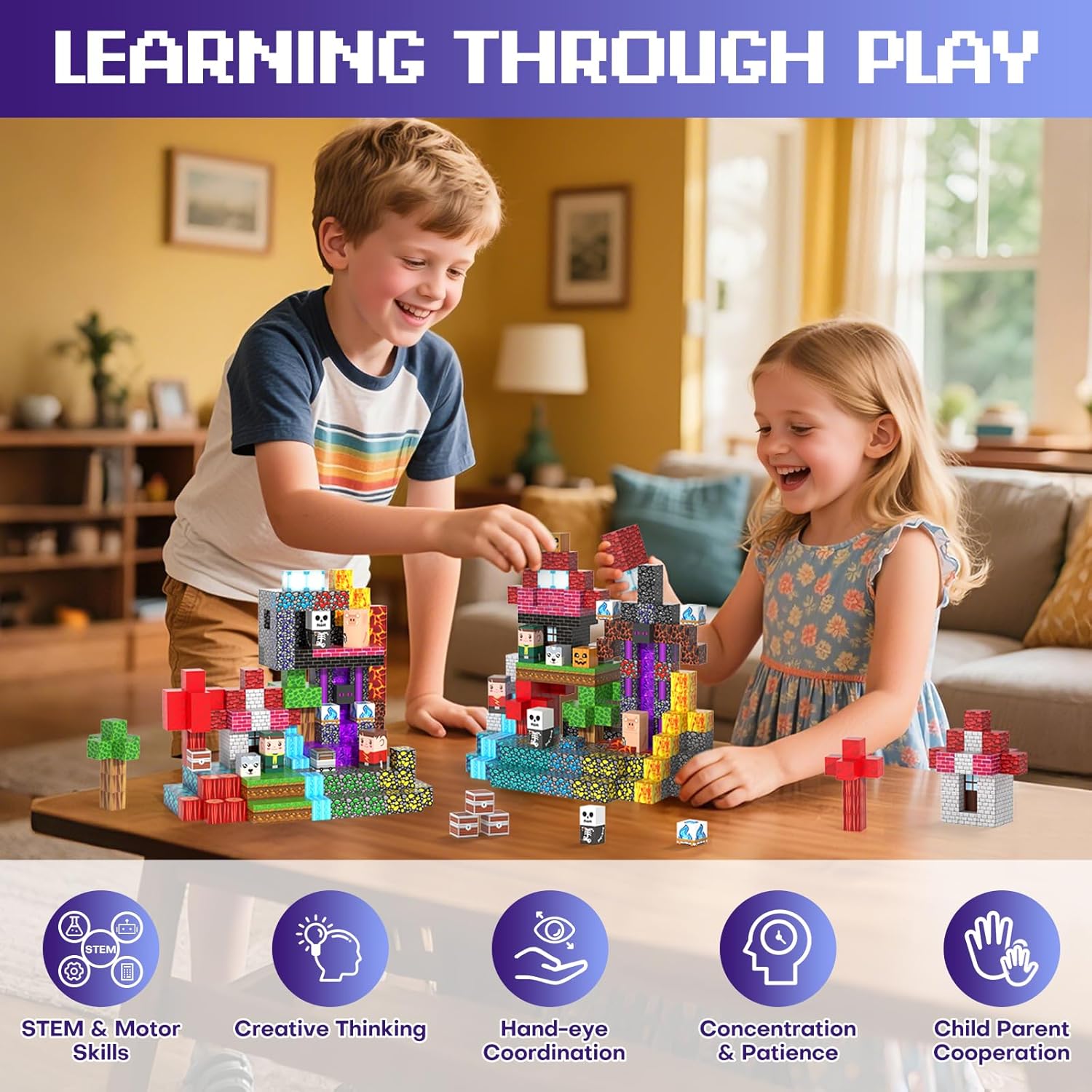 200PCS Magnetic Blocks - Magnet Tiles Toys for Kids, Magnetic Building Blocks Cubes, Stacking Magnets Toys for Kids, Birthday Gifts for Boys and Girls Age 3+ Years Old