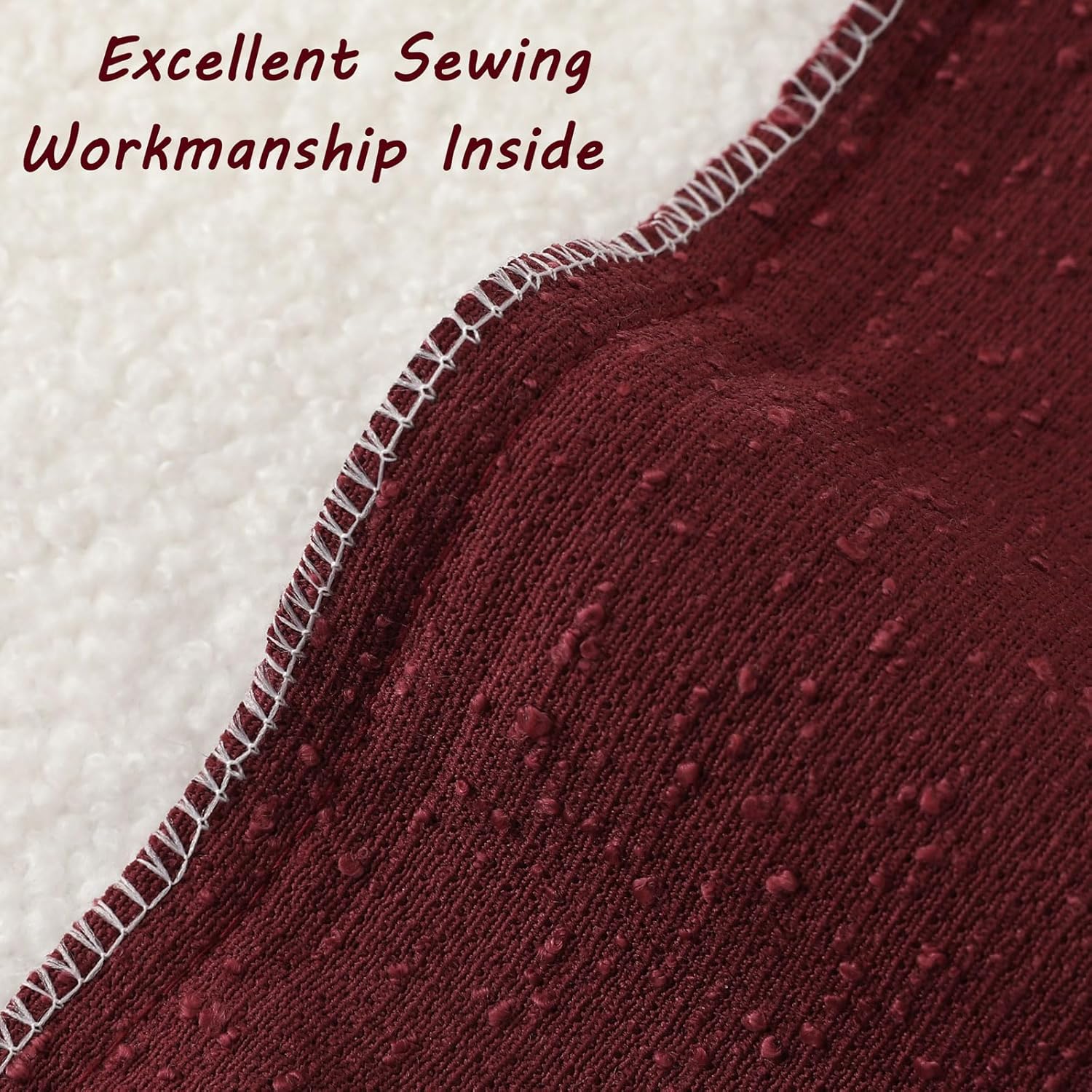 FUTEI Pack of 2 Burgundy Decorative Throw Pillow Covers 18x18 Inch Soft Cozy Solid Boucle Textured Cushion Case,Modern Home Decor for Couch Bed Living Room - Image 4