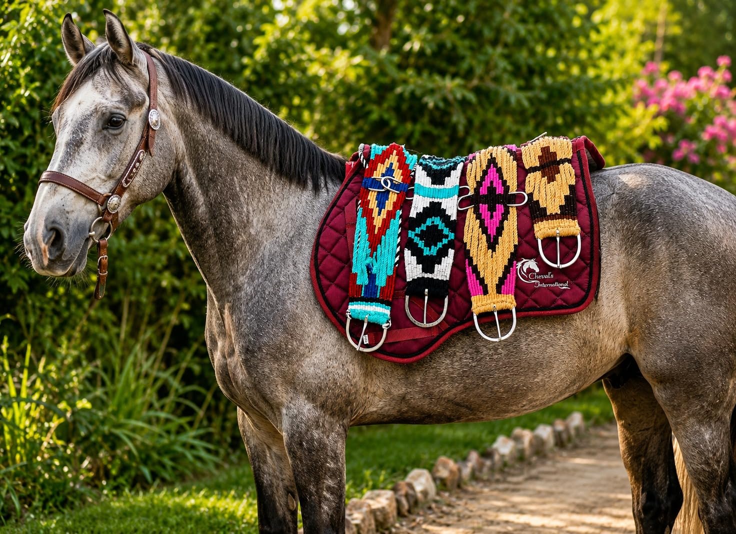 CHEVAL's Premium Horse Western Mohair Wool Cinch - Sella traspirante con fibbie in acciaio inossidabile - Attrezzatura equestre durevole e confortevole - Ideale per trail riding, Barrel Racing