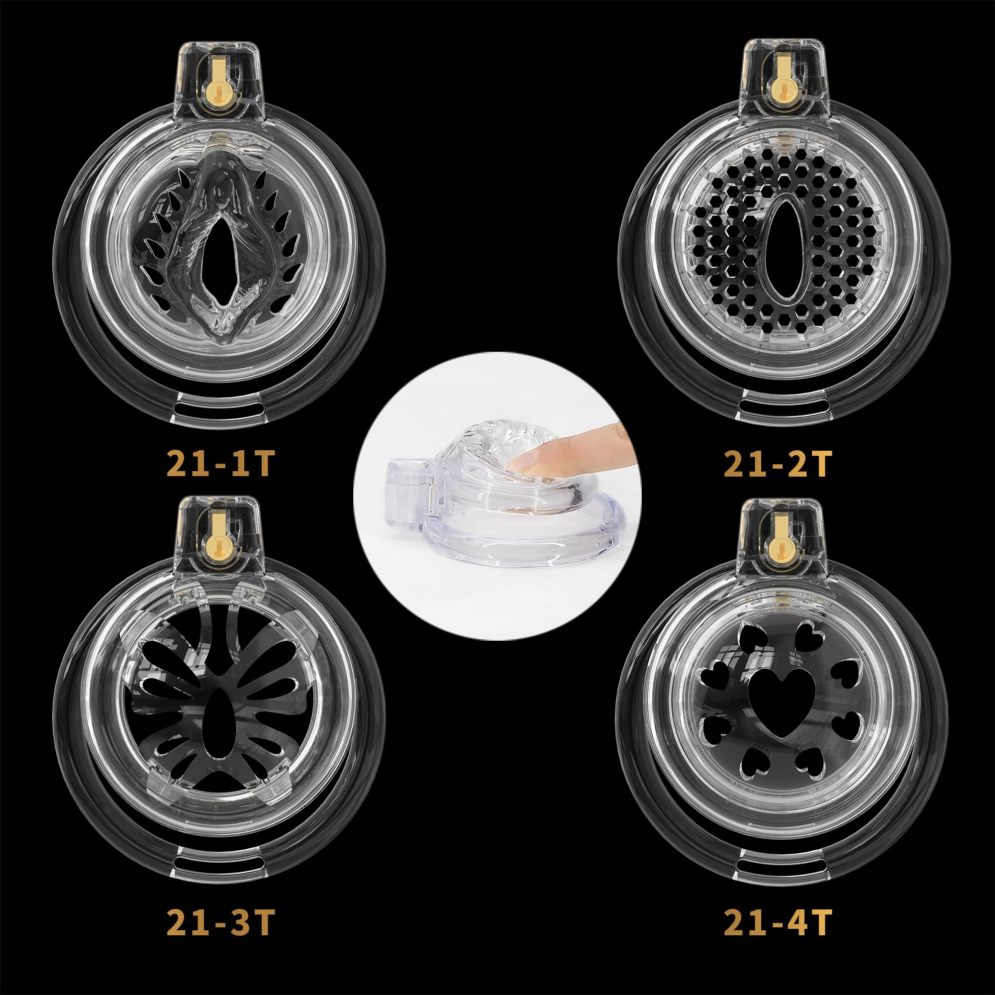 Cage légère de chasteté masculine avec cage de bite en silicone doux et appareil de chasteté de 6 tailles pour hommes à long terme et contrôle de l'érection