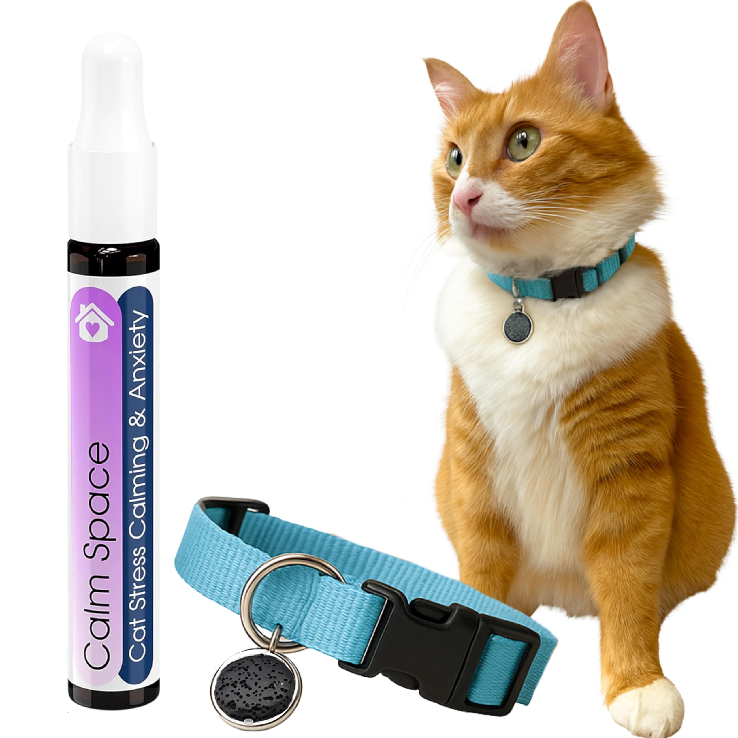 Natural Collar Anti Anxiety for Cats, Calming Collar for Indoor Cats, Stress and Anxiety Relief, Breakaway, Vet-Approved with Essential Oils (Lavender)