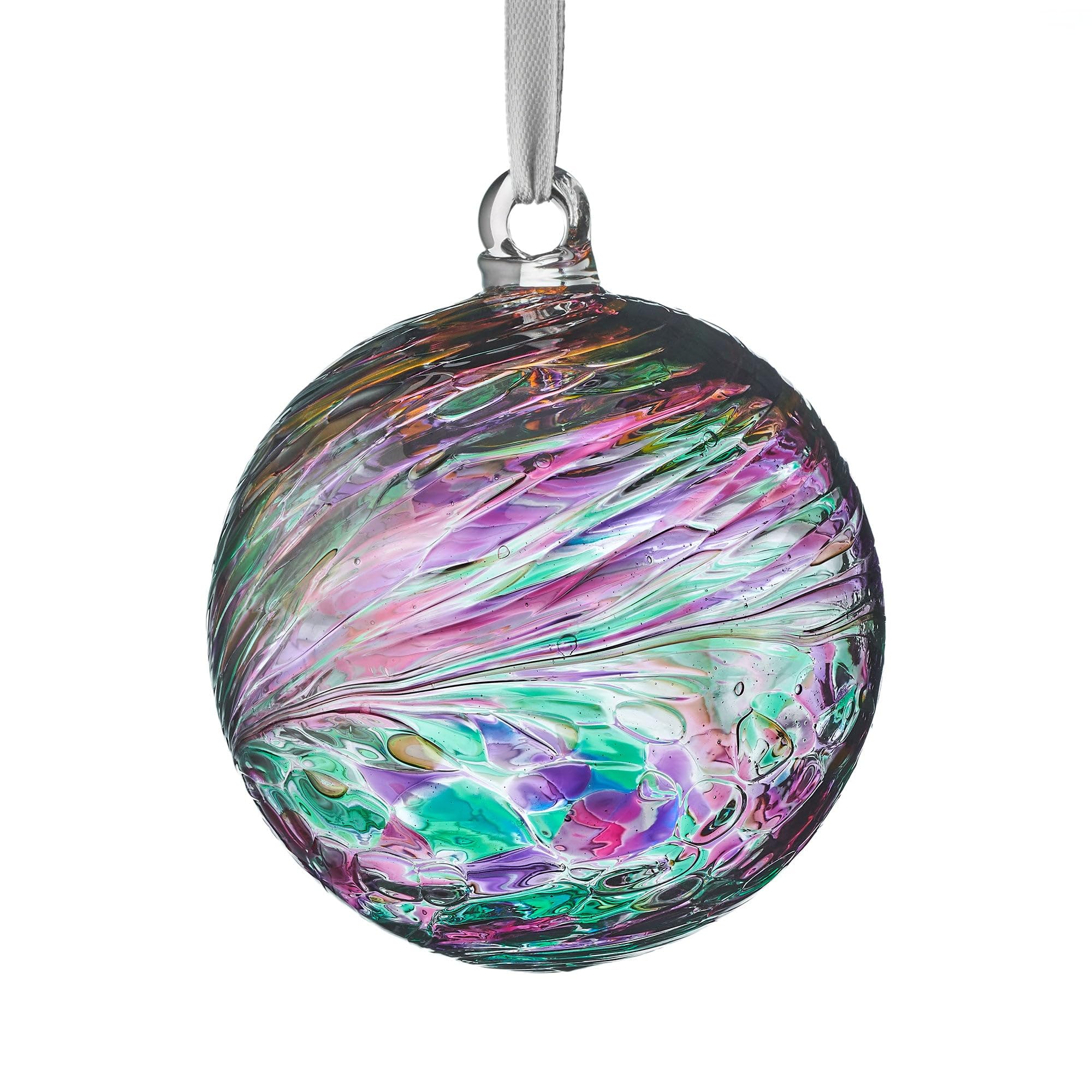 Sienna Glass Multi-Colored Hanging Friendship Ball – Handcrafted Multi-Coloured Glass Ornament With Ribbon – Unique Keepsake Gift For Friendship And Celebrations 8Cm