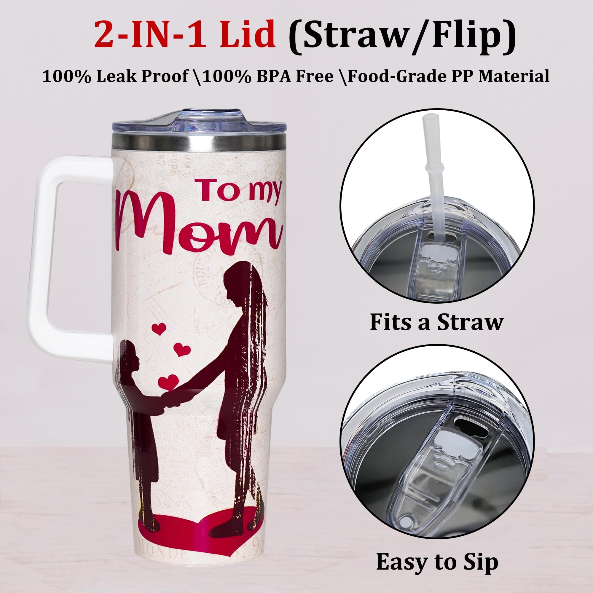 40th Birthday Tumbler With Handle & Straw, 40 Th Birthday Gifts For Women, Best 40 Year Old Birthday Gifts For Women, 40 Oz Stainless Steel 40th